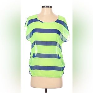 NWT A’gaci Small Sheer Green and Blue Blouse